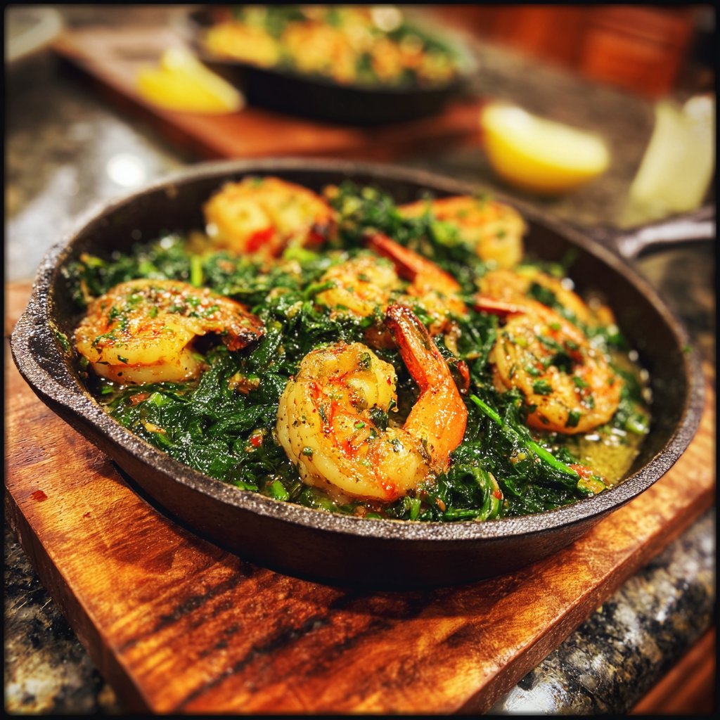 One-Skillet Shrimp and Spinach