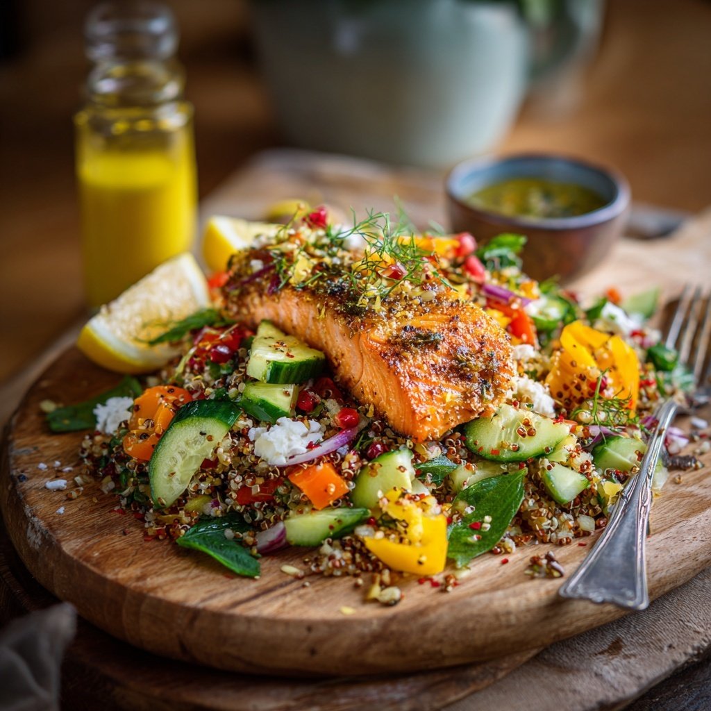 Mediterranean Quinoa Salmon Salad