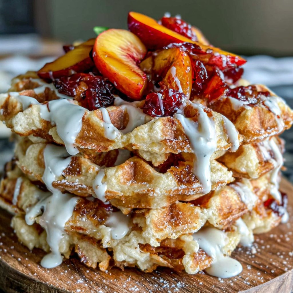 Peach Cobbler Waffles