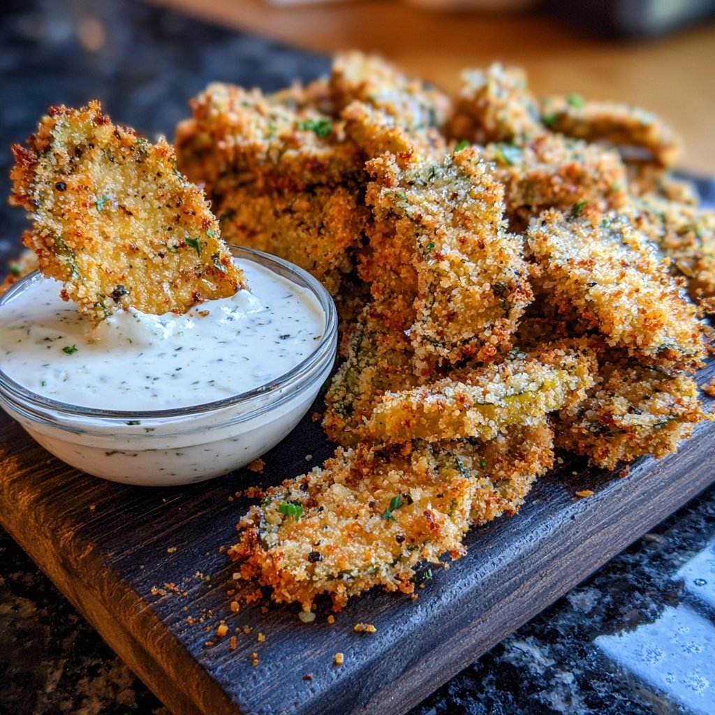 Crispy Pickle Chips with Dip